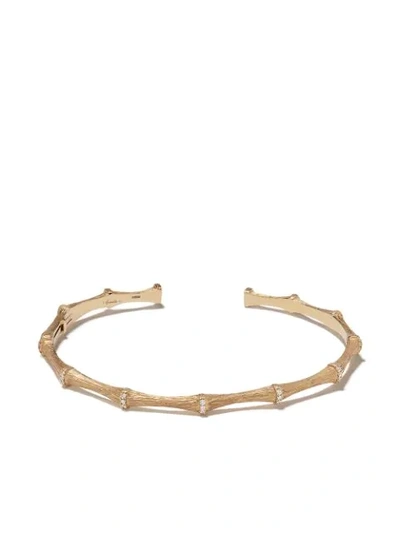 Shop Annoushka 18kt Yellow Gold Dream Catcher Bamboo Diamond Cuff In 18ct Yellow Gold