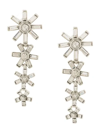 Shop Kenneth Jay Lane Embellished Flower Earrings In Silver