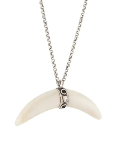 Shop Isabel Marant Embellished Cap Horn Necklace In Silver