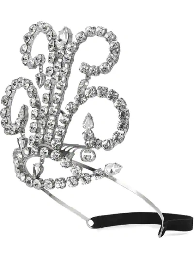 Shop Gucci Crystal Hairband In 8162 Silver/crystal