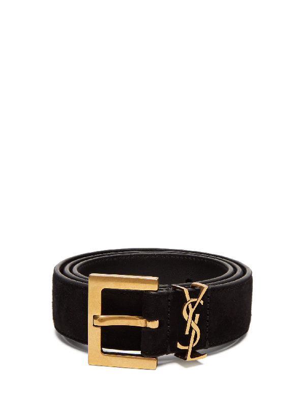 golden ysl monogram leather belt