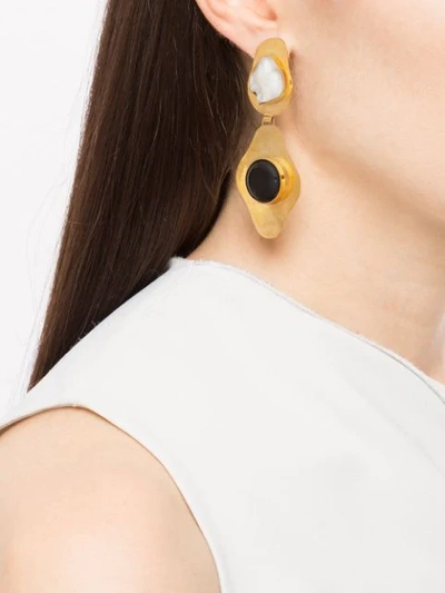 Shop Liya Stone-embellished Drop Earrings In Gold