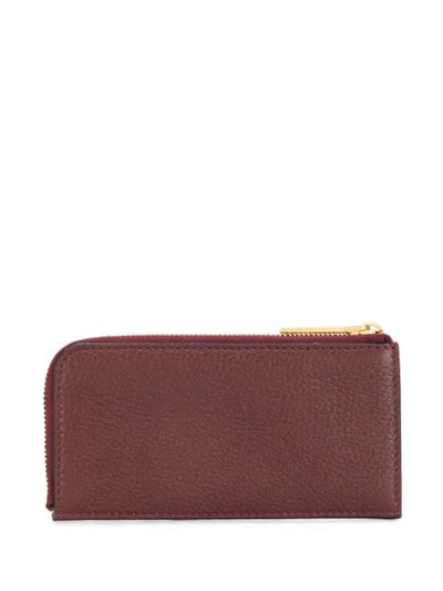 Shop Thom Browne Logo-stamp Pebbled Wallet In Red