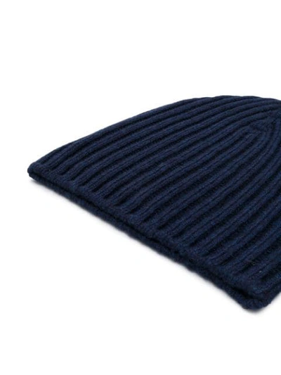 Shop Barrie Knitted Cashmere Beanie In Blue