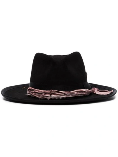 Shop Nick Fouquet Embroidered Slogan Fedora Hat In Black