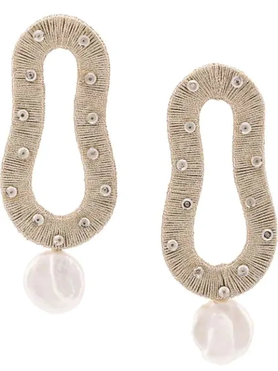 Shop Lizzie Fortunato Escher Hand-woven Earrings In Silver