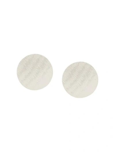 Shop Annie Costello Brown Xl Disc Earrings In Silver