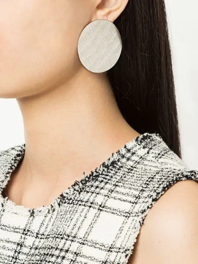 Shop Annie Costello Brown Xl Disc Earrings In Silver