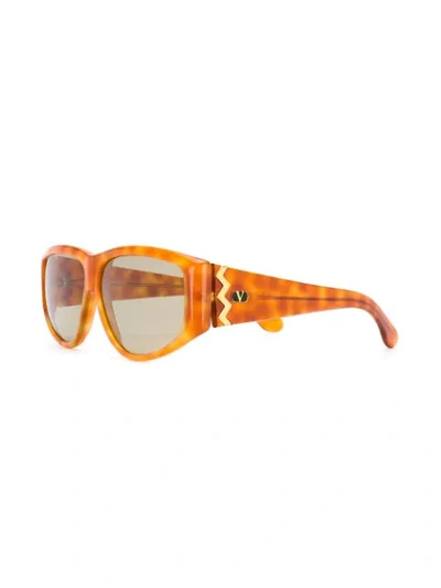 Pre-owned Valentino 1980's Square Sunglasses In Brown