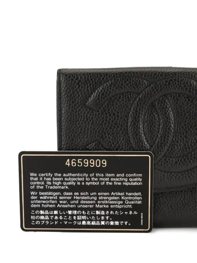 Pre-owned Chanel Cc Stitch Bifold Wallet In Black