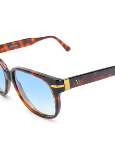 Pre-owned Valentino 1990s Tortoiseshell Square Gradient Sunglasses In Brown