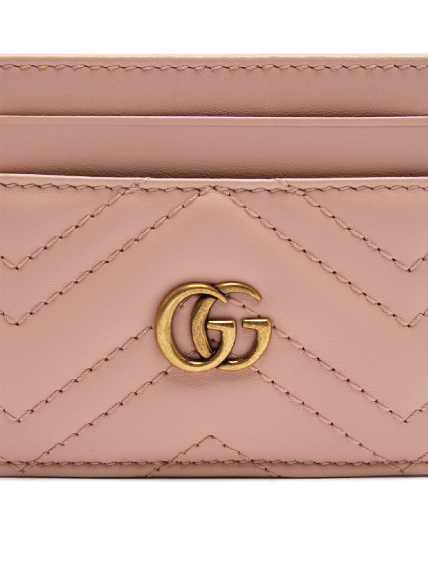 Gucci Gg Marmont 2.0 Leather Card Holder, Pink | ModeSens
