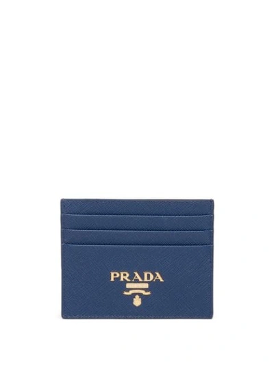 Shop Prada Compact Logo Cardholder In Blue