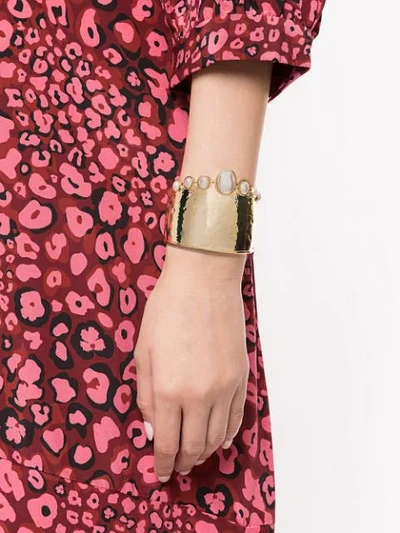 Shop Aurelie Bidermann Pearl Cuff Bracelet In Gold