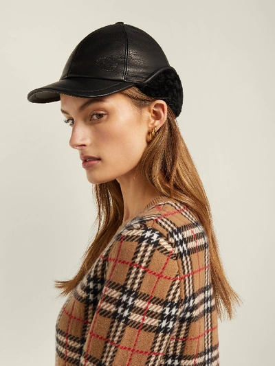 Burberry Explorer Leather Cap In Black | ModeSens