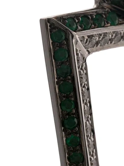 Shop Ralph Masri 18kt White Gold Emerald Diamonds Bolt Earrings In Silver