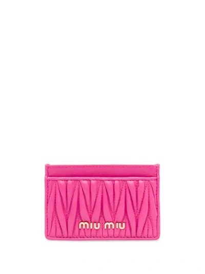 Shop Miu Miu Leather Credit Card Holder In Pink