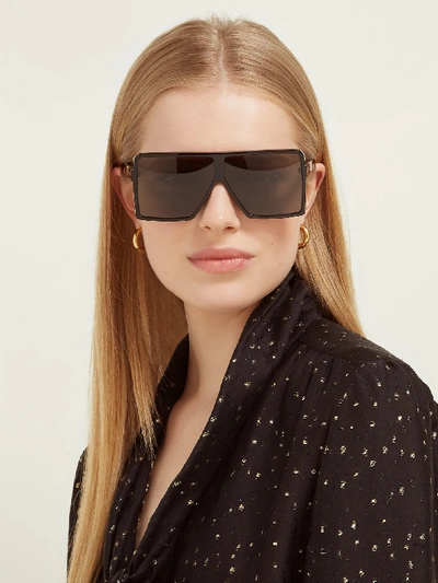 Saint Laurent Sl 232 Betty Oversized Square Gradient Sunglasses In Black |  ModeSens