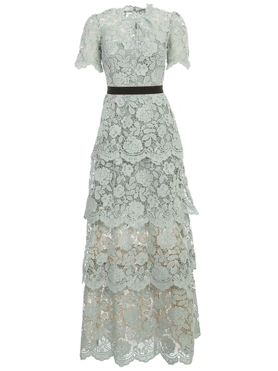 Self-portrait Guipure-lace Tiered Maxi Dress In Light Green | ModeSens