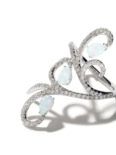 Shop As29 18kt White Gold Lucy Opal And Diamond Ring In Silver