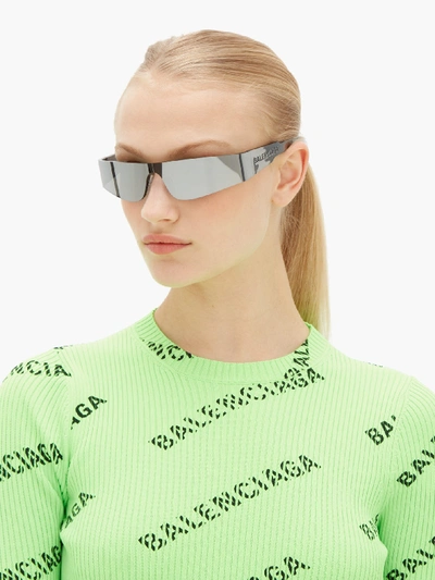 Balenciaga Womens Silver Bb0041s Rectangle-frame Sunglasses | ModeSens