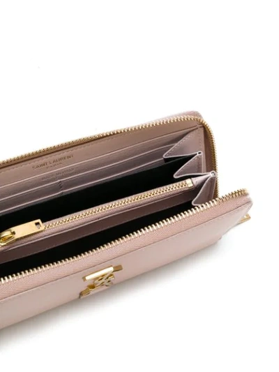 Shop Saint Laurent Large Ysl Zipped Wallet In Pink