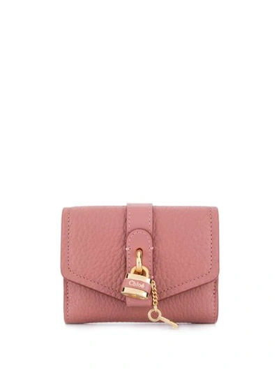 Shop Chloé Aby Padlock Square Purse In 6ac Rusty Pink