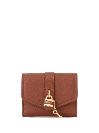 Shop Chloé Small Aby Tri-fold Wallet In Brown