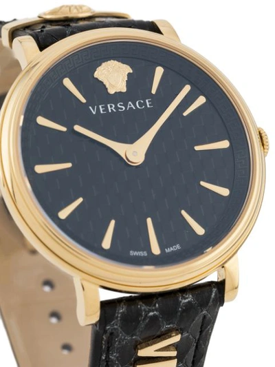 Shop Versace V Circle Watch In Black