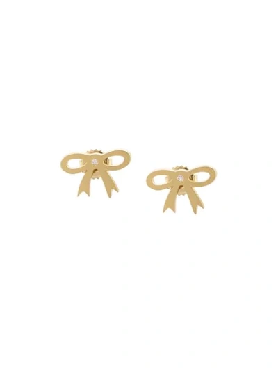 Shop Irene Neuwirth 18kt Yellow Gold Bow Stud Earrings