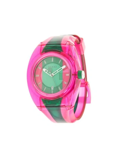 Pre-owned Gucci Web Stripe Watch In Green