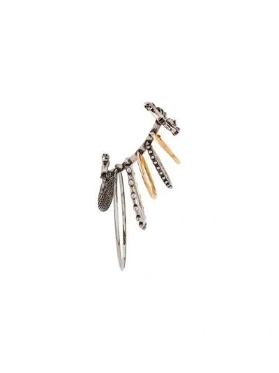 Shop Alexander Mcqueen Single Skull Ear Cuff In Silver