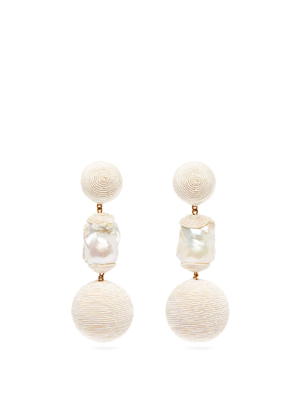 rebecca de ravenel bon bon cord and pearl clip earrings in white modesens modesens