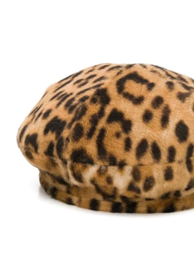 Shop Yves Salomon Leopard Print Hat In Brown