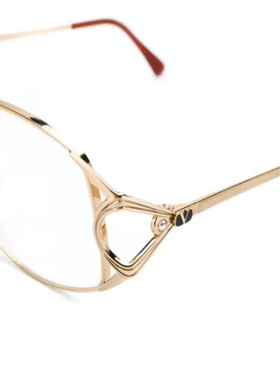 Pre-owned Valentino Garavani 1980's Oval Glasses In Gold