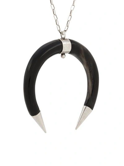 Shop Isabel Marant Halskette Mit Hufeisenförmigem Anhänger In Black/silver