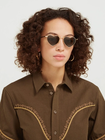 Saint Laurent New Wave Sl 301 Loulou Sunglasses In Gold | ModeSens
