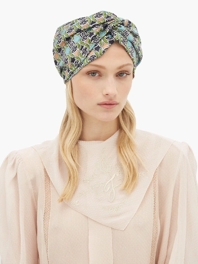 Fendi Geometric-print Silk Headband In Green | ModeSens