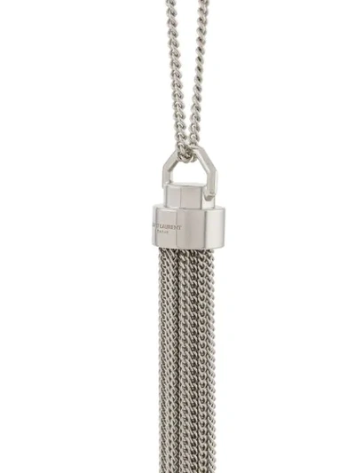 Shop Saint Laurent Chain Tassel Necklace In Silver