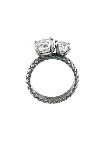 Shop Bottega Veneta Intrecciato Band Crystal Ring In 8086 -naturale/argento