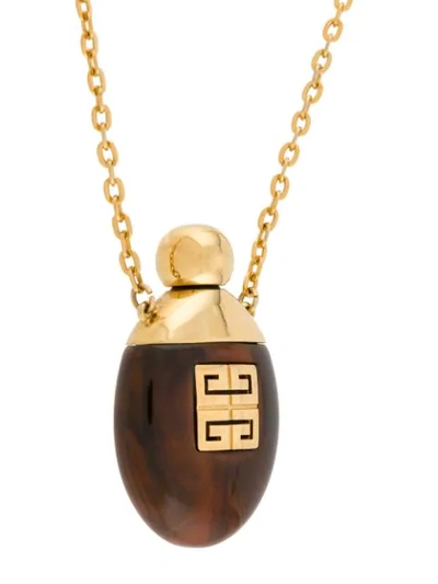 Pre-owned Givenchy 1980s Perfume Bottle Necklace In Gold