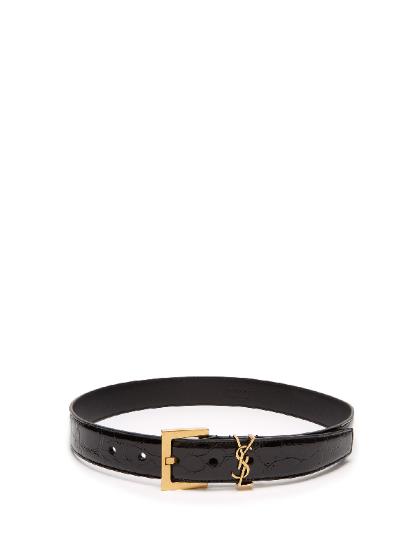 golden ysl monogram leather belt