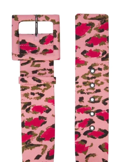 Shop Carolina Herrera Leopard Print Belt In Shell Pink Multi