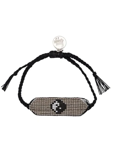 Shop Venessa Arizaga Yin Yang Beaded Bracelet In Black