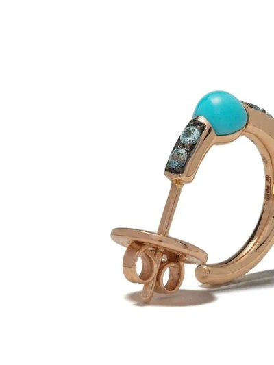 Shop Pomellato 18kt Rose Gold M'ama Non M'ama Turquoise And Zircon Hoops In Blue