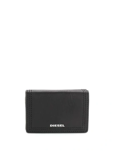 Shop Diesel Small Tri-fold Wallet In Leather In Black