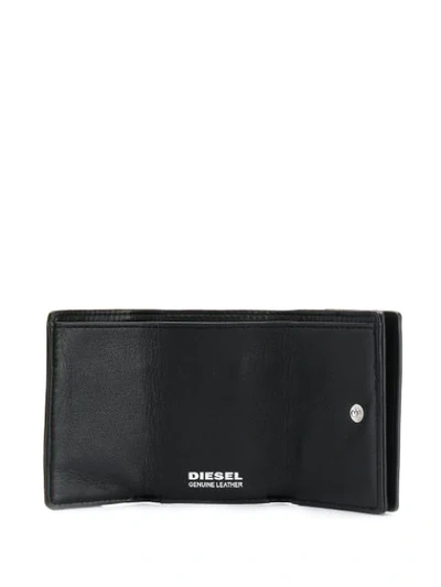 Shop Diesel Small Tri-fold Wallet In Leather In Black