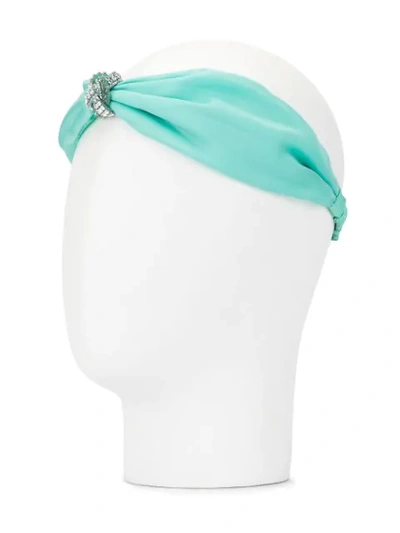 Shop Ingie Paris Embellished Turban Headband In Green