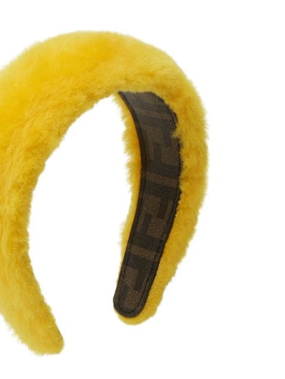 Shop Fendi Yellow Shearling Hair Band