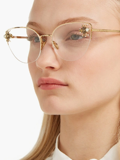 Alexander Mcqueen Embellished-spider Cat-eye Glasses In Gold | ModeSens